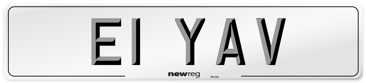 E1 YAV Number Plate from New Reg